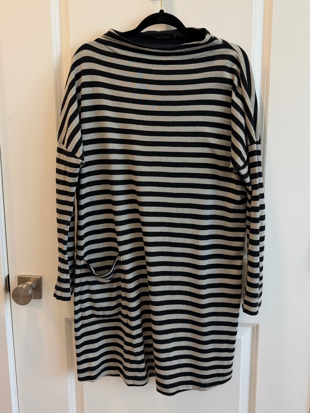 Two Danes Hemp Cotton Striped Dress Gray Black size Small/Medium